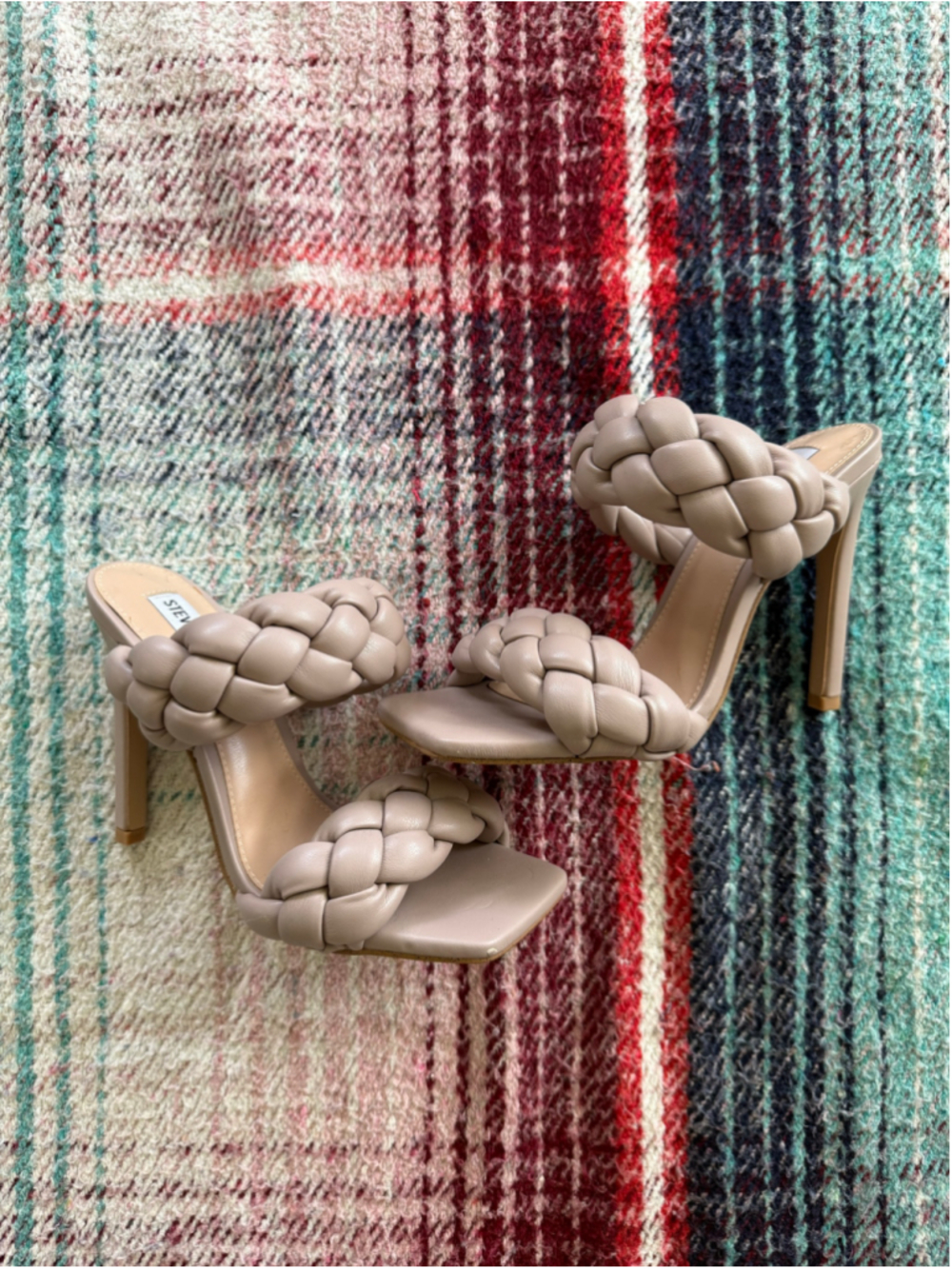 Steve Madden Taupe Braided Heels 6
